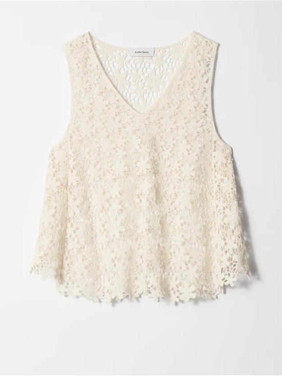 & Other Stories Tops - & Other Stories Cream Floral Crochet Top Size Small